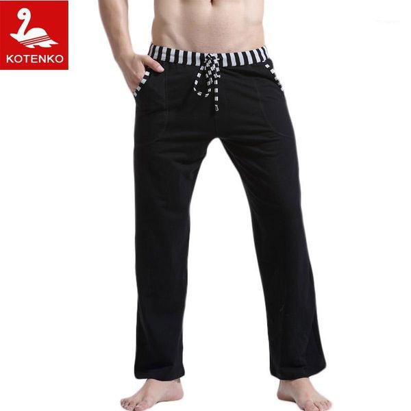 Pantalons pour hommes Gros-Hommes Sommeil Salon Lâche Coton Hommes Bas Solides Respirant Hommes Casual Homme Pyjamas Pantalons Home Wear Pyjamas1