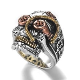 Groothandel-heren roestvrijstalen vintage hiphop schedel ringen voor mannen steampunk gothic punk skull gravure ringen rock-sieraden accessoires