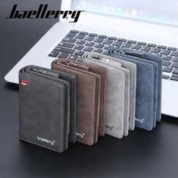 wholesale hommes portefeuilles simple joker vertical multi-cartes court portefeuille étanche fermeture éclair pliant poche argent couleur unie en cuir mode pochette carte sac 3216