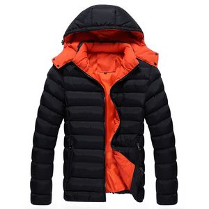 Vente en gros- manteau d'hiver pour hommes avec capuche couleur unie mode veste ouatée hiver épaississement veste rembourrée en coton