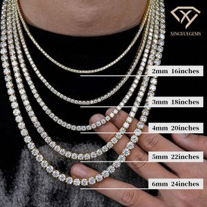 Groothandel Men Women Ice Gold Plated S925 Sterling Silver Tennis Hiphop Necklace Jewelry VVS Diamond Mossanite Moissanite Chain