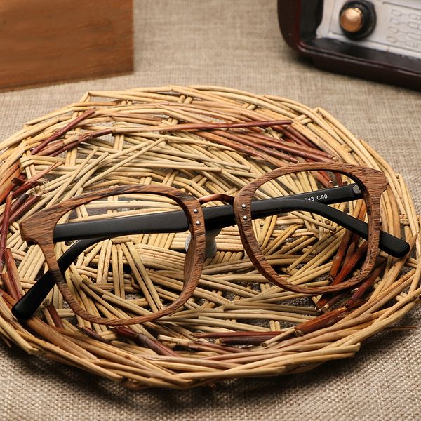 Gros-Hommes Femmes Lunettes de myopie Cadre en bois avec lunettes claires LenBrand Design