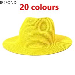 Gros hommes femmes été Panama large bord chapeaux de paille mode coloré en plein air Jazz plage soleil casquette de protection 220627