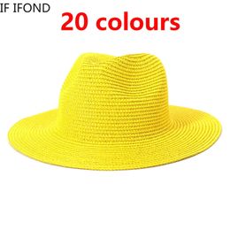 Gros hommes femmes été Panama large bord chapeaux de paille mode coloré en plein air Jazz plage soleil casquette de protection 220617