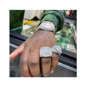 Groothandel heren gouden hiphop eeuwigheid diamanten ring ontwerp 10k puur geel