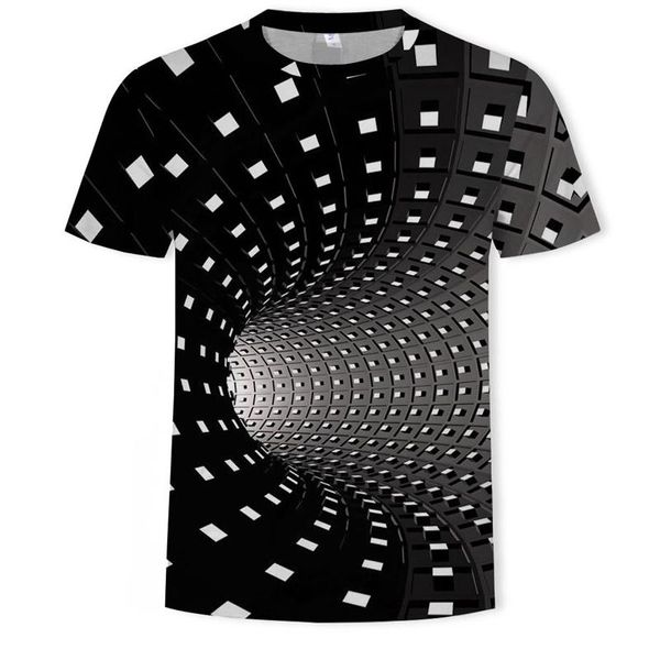 Venta al por mayor Camiseta gráfica para hombre Moda 3 Camisetas digitales Niños Casual Estampado geométrico Hipnosis visual Patrón irregular Tops Eur Tallas grandes XXS-6XL