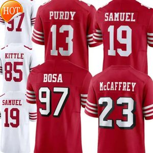 Niños al por mayor niños Christian Brock Patrick Purdy George Jersey Nick Travis McCaffrey Fred Mahomes Kelce Bosa Kittle Warner Black todas las camisetas calientes cosidas 4xl