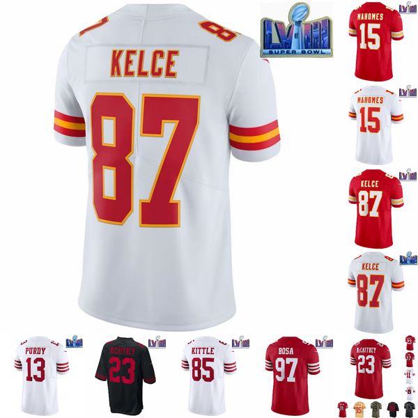 Niños al por mayor niños Christian Brock Patrick Purdy George Jersey Ceedee Nick Travis McCaffrey Fred Mahomes Kelce Bosa Kittle Warner todas las camisetas cosidas 4xl