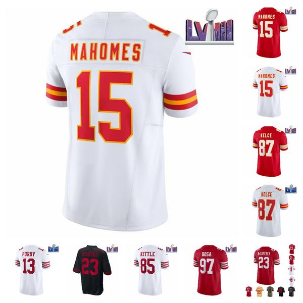 Niños al por mayor niños Christian Brock Patrick Purdy George Jersey Stroud Nick Travis McCaffrey Fred Mahomes Kelce Bosa Kittle Warner todas las camisetas cosidas 4xl