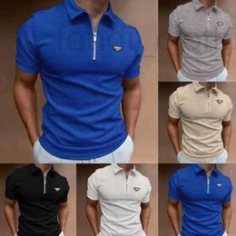 Vente en gros Hommes Prasa Polos Designer Summer Zipper Polo Prads marque Chemises à rayures Hommes Streetwear Casual T-shirt à manches courtes