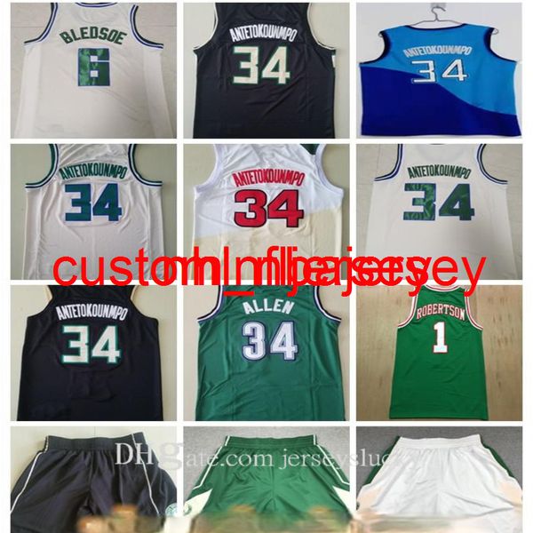 Mentille en gros rétro Giannis Ray 34 Allen 34 Antestokounmpo Basketball Shirt Bledson 1 Robertson 100% en jerse de basket-ball cousu respiratoire