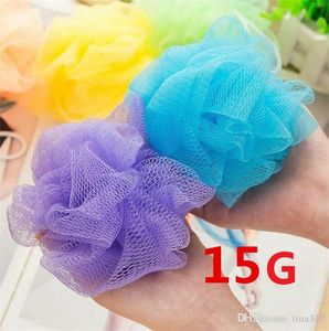 Gros-Mesh coloré nylon fleur de bain bain spa douche épurateur lavage boule de bain coloré brosses de bain éponges I001