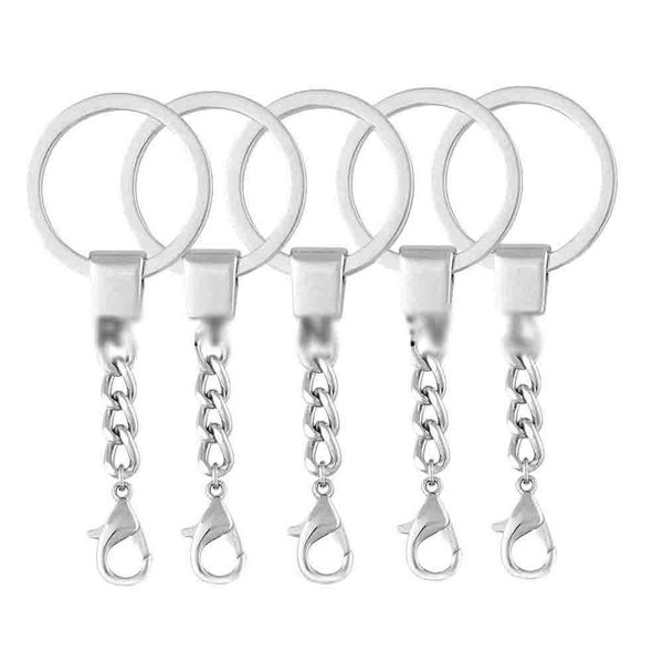 Anillo de llave de metal al por mayor con cadena de llave de llave de llave de anillo plano Cadena de joyería de broche para accesorios DIY