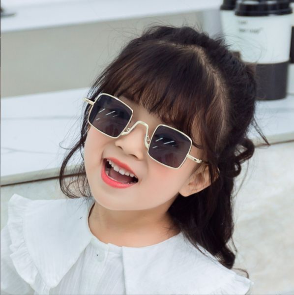 Gros métal carré enfants lunettes de soleil enfants garçons et filles lunettes de soleil mode tendance marque conception lunettes cadre Uv400