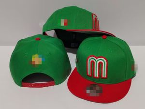 Vente en gros Mexique réglable Caps Lettre M Hip Hop Chapeaux Casquettes de baseball Adulte Plat Peak Pour Hommes Femmes taille libre H2-7.6