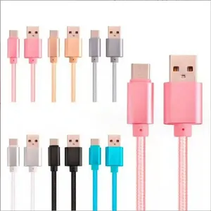 Câble micro USB en gros 1 m / 2 m / 3 m Câble de chargeur USB de synchronisation de données pour Samsung Huawei Xiaomi HTC Câbles de téléphone Android en nylon tressé de type C sans paquet