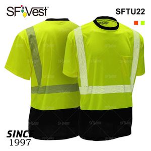 wholesale chemises de sécurité en microfibre t-shirt réfléchissant haute visibilité pour hommes travailleur de la construction porter t-shirt chemises à col