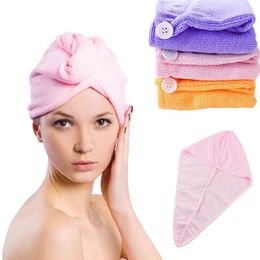 Groothandel- Microfiber Solid Hair Turban Snel Droog Haar Hoed Dames Meisje GLB Baden Tool Drogen Handdoek Hoofd Wrap Hat Gorro Ducha Mujer1