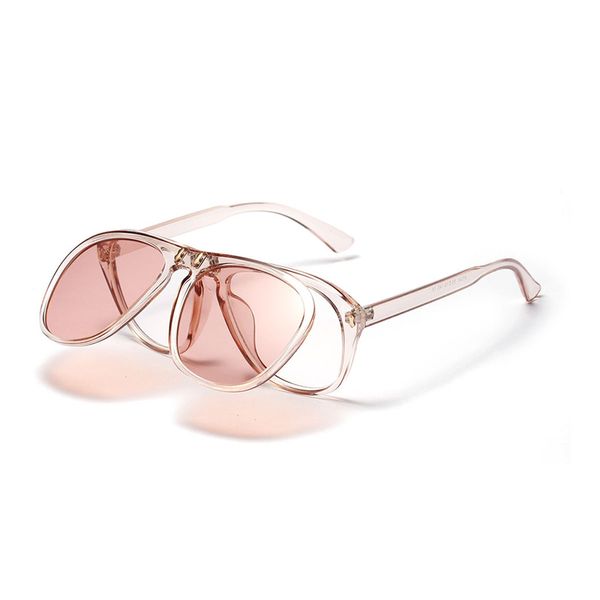 Gros-Mincl / Rétro grand cadre flip mode personnalité clip lunettes de soleil tendance clips graduation lunettes optiques YXR