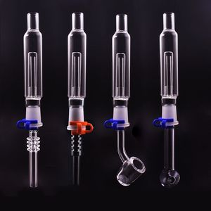 Vente en gros mini kit de paille de collecte de verre de 14 mm avec pointe de quartz en acier inoxydable ou bol de brûleur à mazout pipe à fumer pour eau dab rig bong