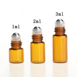 Vente en gros Mini 1 ml 2 ml 3 ml rouleau de verre sur bouteille Flacons d'échantillons de parfum vides avec des bouteilles à billes pour outils de maquillage 1000pcs / lot