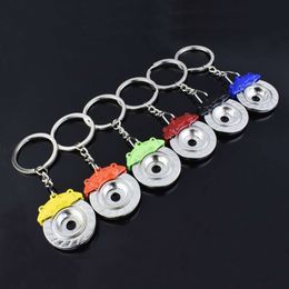 Groothandel Mini Creative Small Gift Car Brake Disc Pendant Accessoires Keychains Auto Parts Modellen Spinning Racing Brake Keychain