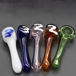 Vente en gros Mini pipe à tabac en verre pyrex coloré voyage épais capiteux cuillère tuyaux Accessoires pour fumeurs
