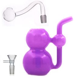 Groothandel mini -pompoen waterpijp 10 mm vrouwelijk kleurrijk paars glazen water dab rig bong met olieverbrander of tabaksrookkom bj bj