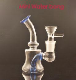 Groothandel mini waterpijp kleurrijke goedkope glazen dab rig waterpijp waterpijp 14 mm vrouwelijke joint voor het roken van droge kruiden met tabakskom