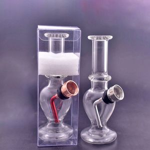 Vente en gros Mini Mix Design Protable Pipe à tabac à eau en verre fumant dab rig bong avec bol à herbes sèches en métal avec boîte en plastique