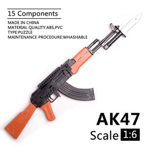 Groothandel Mini Scale AK47 Rifle Toy Gun Model Assembly Puzzels bouwen bakstenen pistool soldaatwapen voor actiefiguren