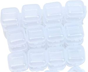 Groothandel Mini vierkante opslagcontainers Doos met scharnierend deksel Doorzichtige oordopjes Plastic transparante dozen voor kralensieraden