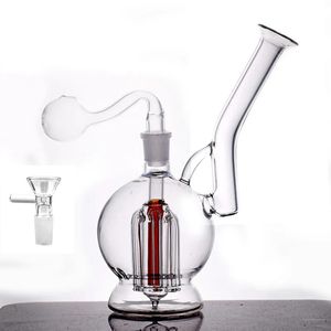 Groothandel Mini Dikke Glazen Tabakspijp 6arm Tree Perc Bubblers Heady Recycler Waterolie Dab Rigs Bong voor roken met 14 mm Banger