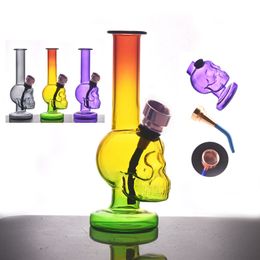 Groothandel mini reishaak Hookak goedkoop proteerbaar kleurrijk dikke kop glazen tabakspijp water dab rig bong voor roken met metalen droge kruidenkom