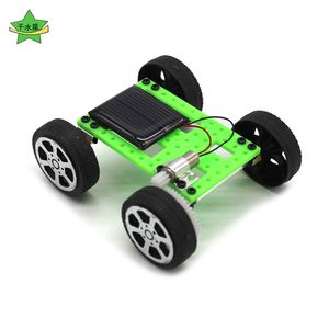 Venta al por mayor- MINIFRUT Green 1pcs Mini Solar Powered Toy DIY Car Kit Niños Gadget educativo Hobby Divertido