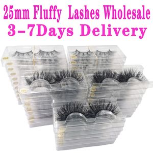 Wholesale Mink Eyelashes 25mm Lashes Fluffy Messy 3D False Eyelashes Dramatic Long Natural Lashes Wholesale Makeup Mink Lashes