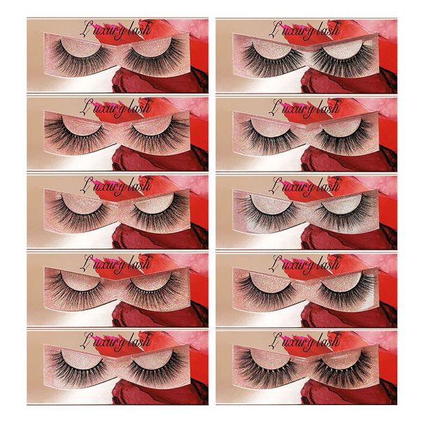 Gros Mink Lashes Set 10 Paires Avec Pince À Épiler 3D Cils De Vison Faux Cils Naturels Populaires Faux Cils Sexy Extension De Cils Maquillage