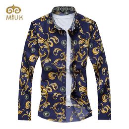 Groothandel- Miuk Print Turn Down Collar Volle mouw Casual 5xl 4xl 3xl Floral Men Beach Shirt Chemise Homme Summer Brand Clothing