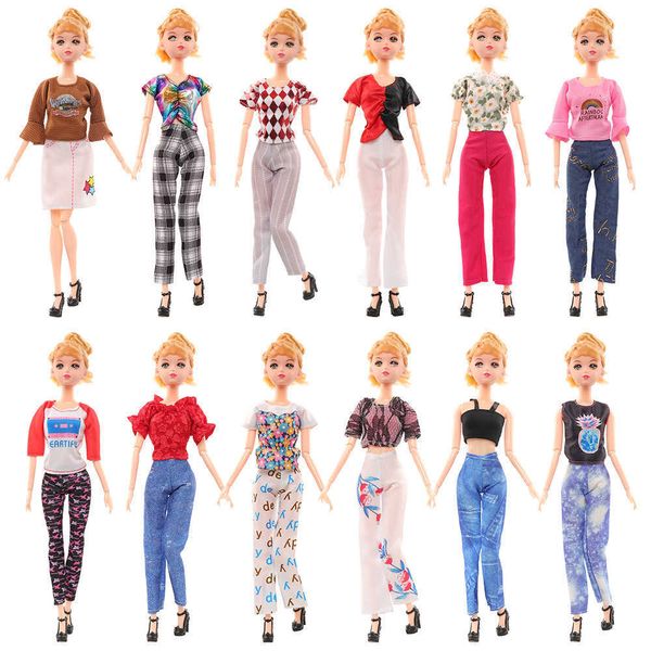 Venta al por mayor mezcla 10 Uds 30cm ropa para muñecas Barbie American Girl cambiando ropa de juguete pantalones