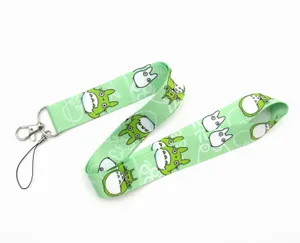 Venta al por mayor mezclada 10 Uds dibujos animados populares mi vecino Totoro cordón para teléfono móvil llaveros colgante regalo de fiesta favores 0074