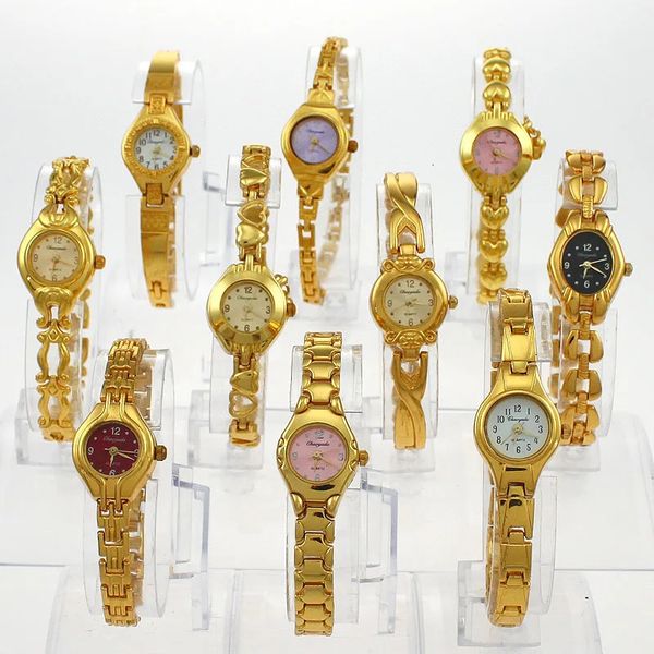 Venta al por mayor mezclado 10 unids Golden Lady Women Girl Relojes Vestido de cuarzo Reloj de pulsera deportivo Regalos JB4T Lotes a granel Relojes Relojes 240323