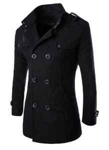 Groothandel - MLG Mens Classic Double Breasted Mid Long Trench Pea Coat