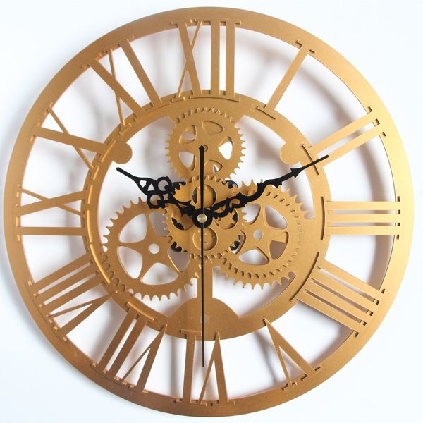 Vente en gros - Décoration d'intérieur moderne Grande horloge murale 3D Retro Clock Europe Style Gear Wall Clock Art Watch