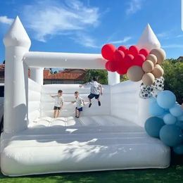 Groothandel Moonwalk Wit opblaasbare uitsmijter Jumping Wedding Bouncy Castle Kids volwassenen PVC Commercial Bounce House Jumper 10x10ft voor buitenplezier