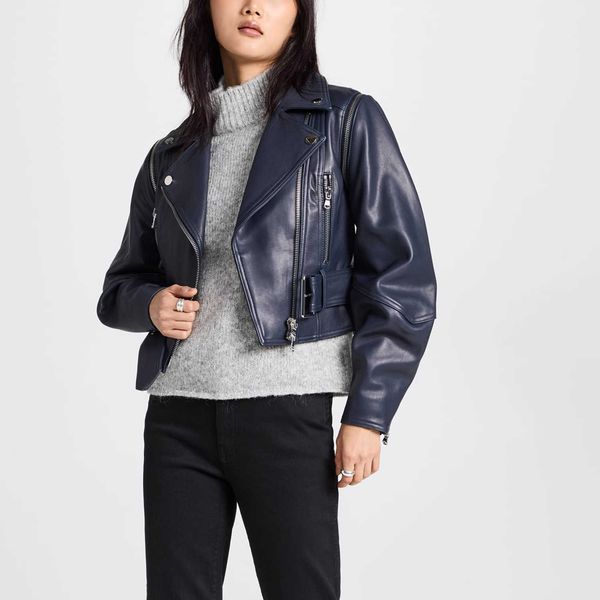 Veste de moto en cuir de mouton véritable pour femmes, vente en gros, Style bombardier court, mode printemps femmes