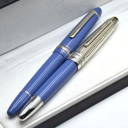 Piston en gros MSK-149 remplissage de fontaine classique Pen Blue Black Resin Business Office Writing Encre stylos avec numéro de série Fenêtre visuelle