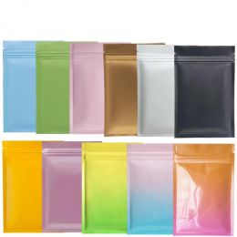 Groothandel meerkleurige hersluitbare Mylar-zak met ritssluiting Voedselopslag Aluminiumfoliezakken plastic verpakkingstas Geurbestendige zakjes 100 stuks lot ZZ