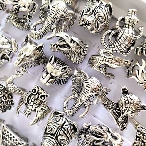 Gros Mix Band Animal Argent Punk Anneau Mens Rocker Alliage Anneaux Vintage Bijoux Aléatoire