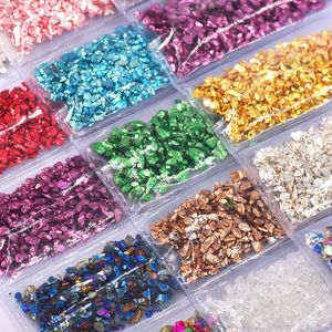 Wholesale Multicolor Nail Stones Silver Gold Colorful Nail Art Crushed Glass 3D Irregular Rhinestone Decoration DIY Gel Polish Manicure Tips