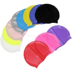 Venta al por mayor, gorro de natación sólido de silicona Unisex Multicolor para cabello largo, gorro de buceo impermeable, gorro de natación profesional, gorro para mantener el cabello seco